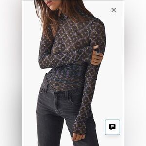 Free People Under It All Ruched Mesh Turtleneck Bodysuit